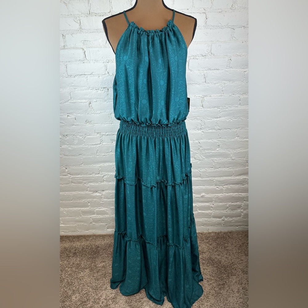 Taylor Halter Tiered Maxi Dress Smocked Waist Women’s Size XL NWT